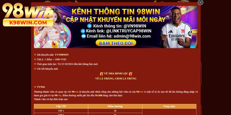 Các thắc mắc liên quan đến khuyến mãi 98WIN